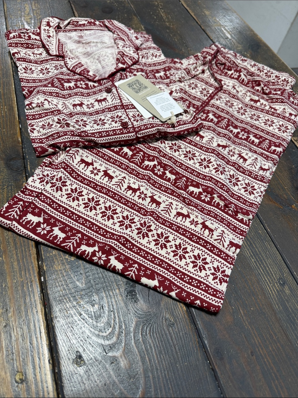 Cariloha Red and White Christmas Pajama Set  - Long Sleeve With Pants - S